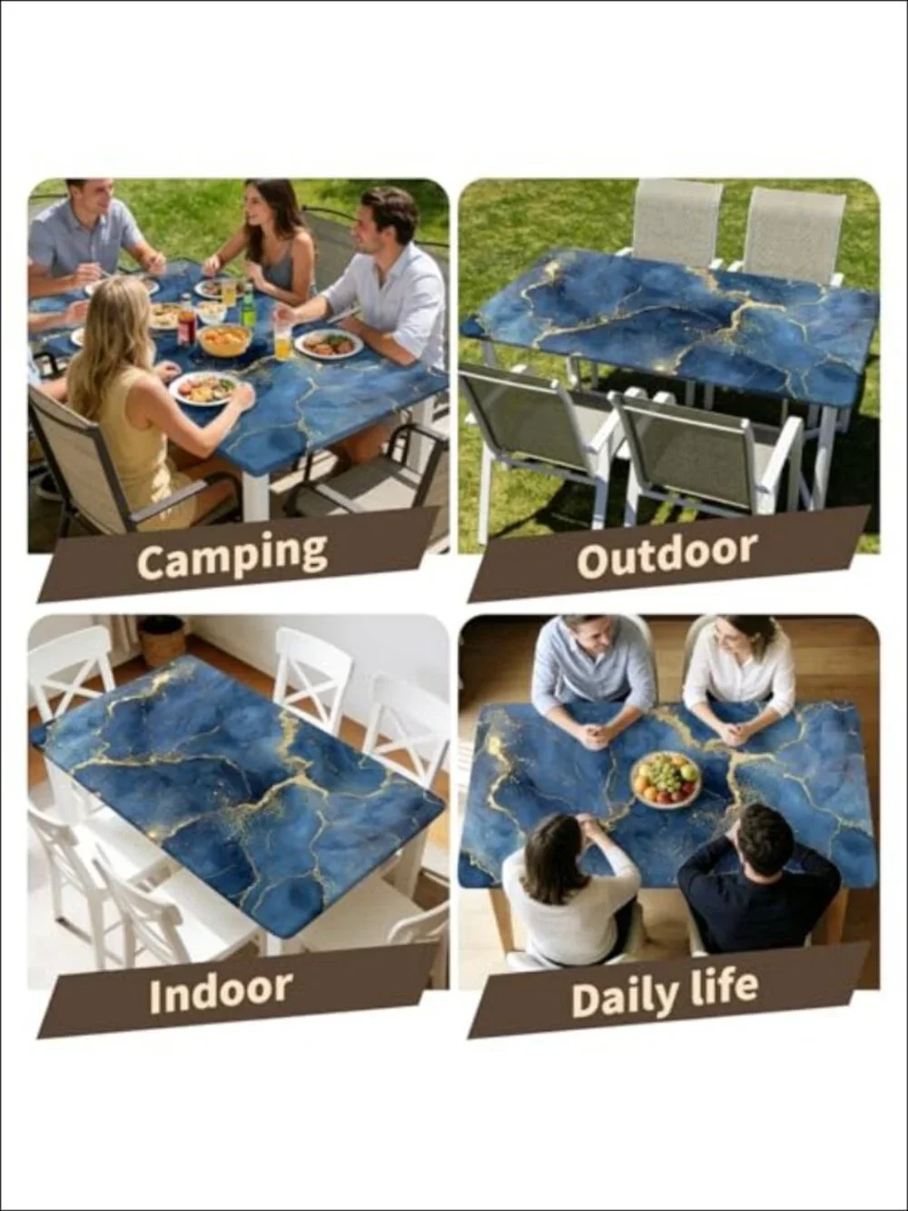 Waterproof Fitted Tablecloth for 6 Foot Rectangular Folding Table